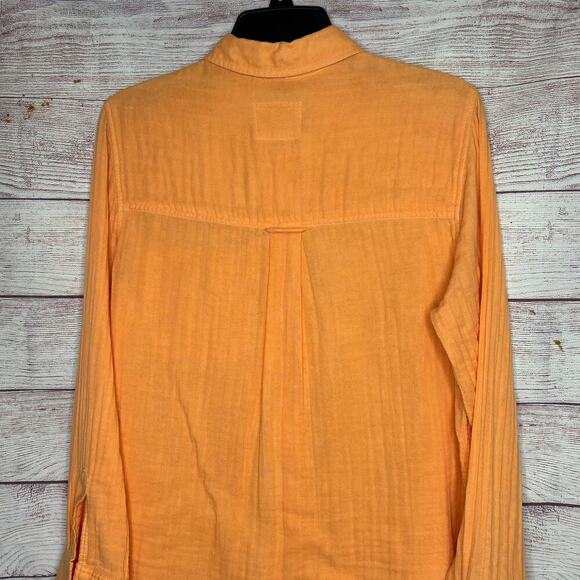 Rails Ellis Orange Papaya Button Down Cotton Gauze Long Sleeve Shirt Size Small - Picture 8 of 12